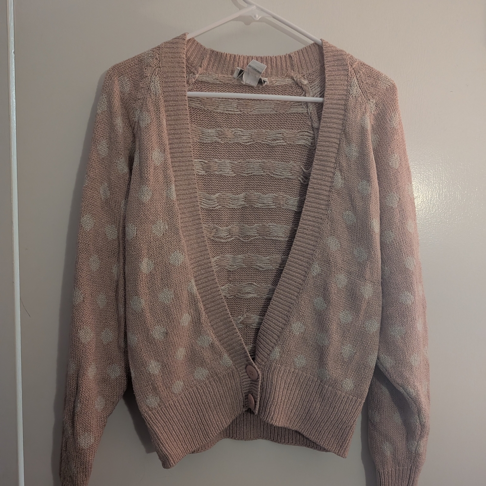 Vintage Dior Pink and White Cardigan Sweater with Soft Knit